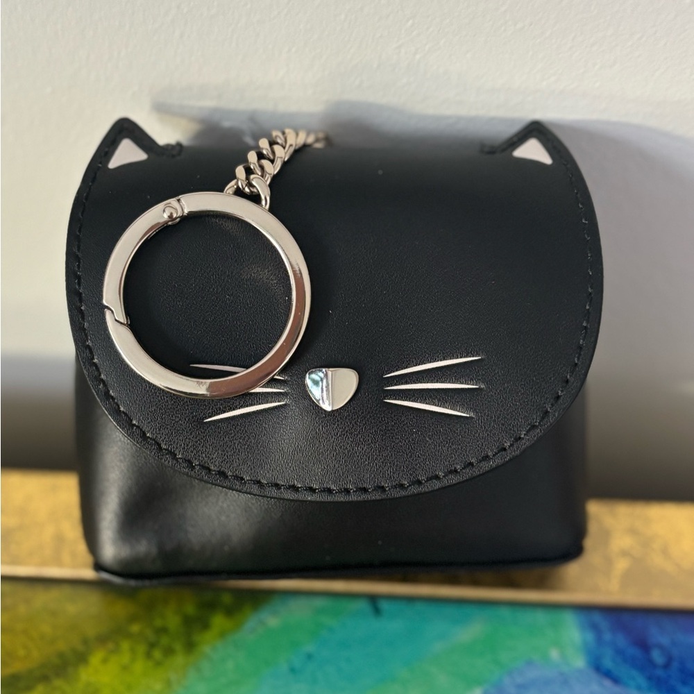 NWT Kate Spade Meow Cat Coin Purse or Bag Charm or Fob with key ring.